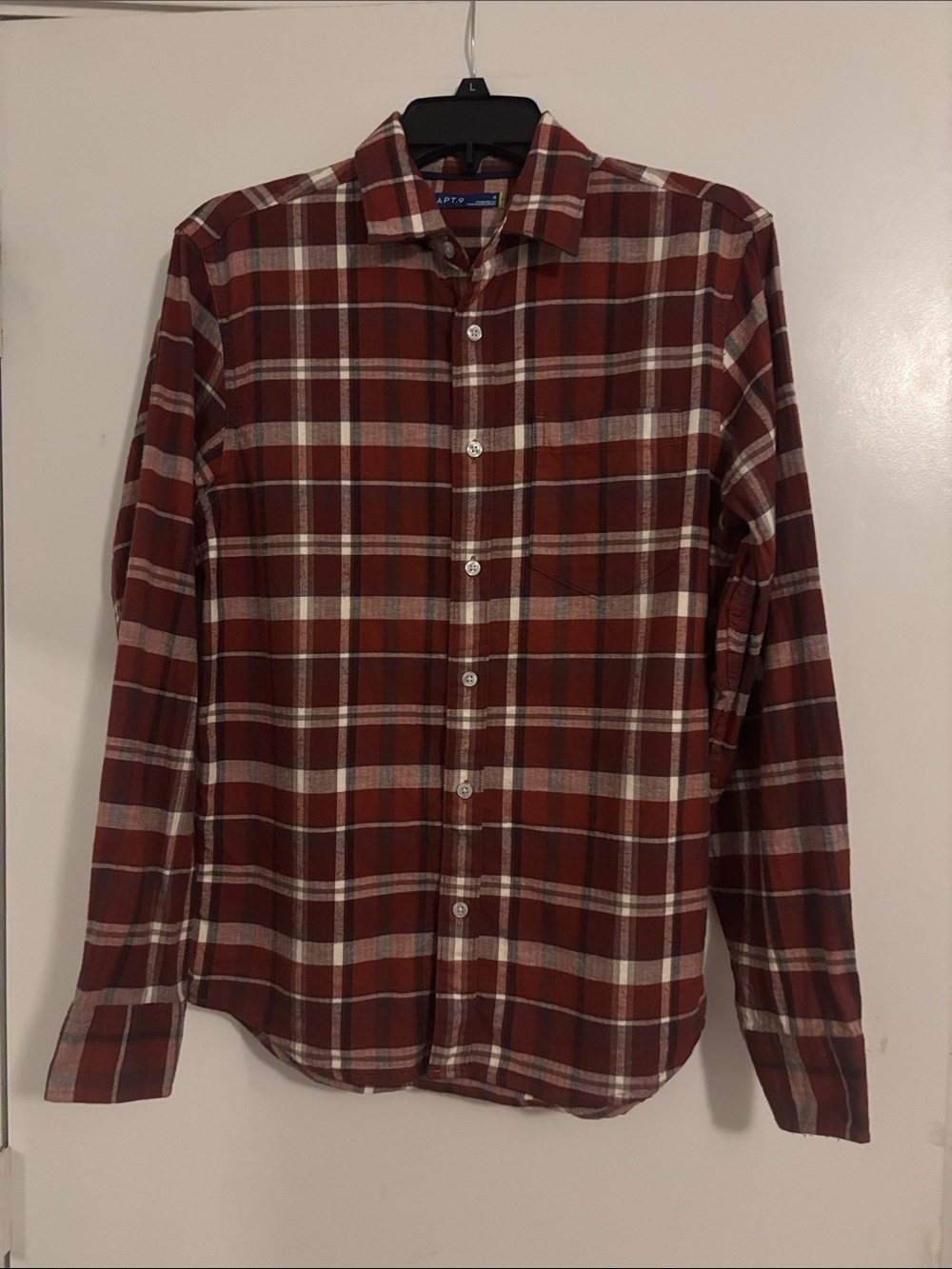 Apt. 9 Men's Rust Plaid Cotton Button-Down Shirt